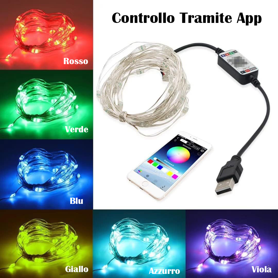 Lumini LED pentru bradul de Crăciun 5 - 10 - 20 de metri, Lumini LED pentru dormitor TikTok, Lumini LED pentru camera de jocuri