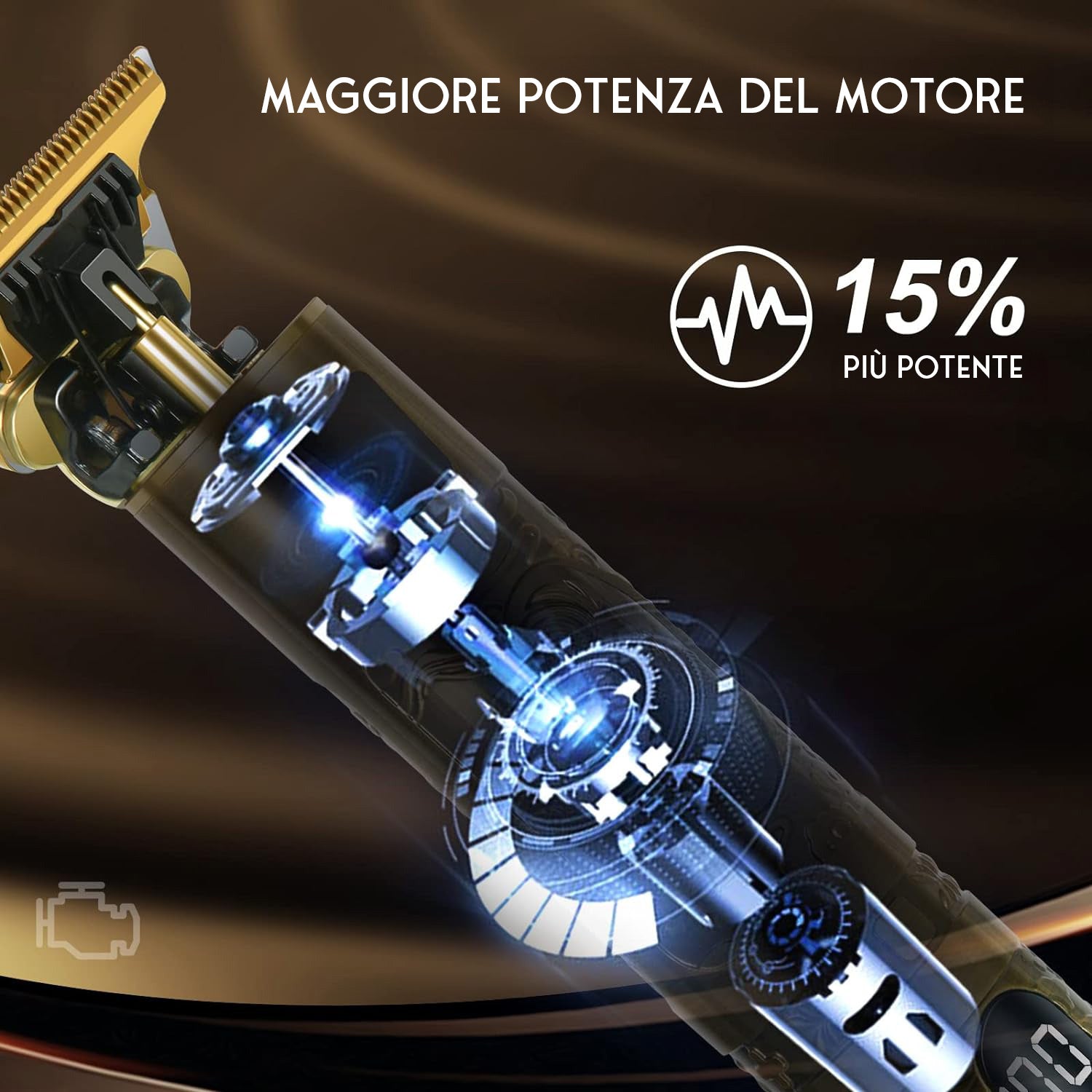 Rasoio elettrico digitale con display integrato resistente all'acqua