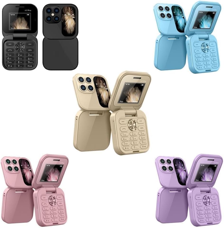 i17 PRO - Mini telefon mobil pliabil, cameră HD, mesagerie, internet, radio FM, dual SIM, lanternă, pliabil