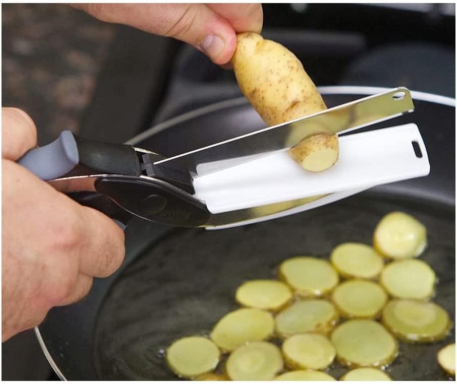 (2 PEZZI) Forbici Da Cucina Professionali 2 in 1 , Coltello Cucina Multifunzione, Uso Domestico, Clever Cutter, Forbici Cucina Acciaio Inox Manico Antiscivolo