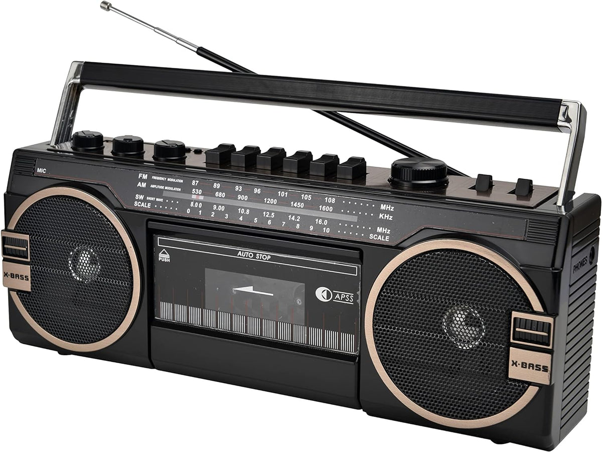 Lettore Musicassette Registratore A Cassette Portatile Vintage Con Radio AM/ FM - Altoparlante Integrato E Microfono Lettore Cassette - 4