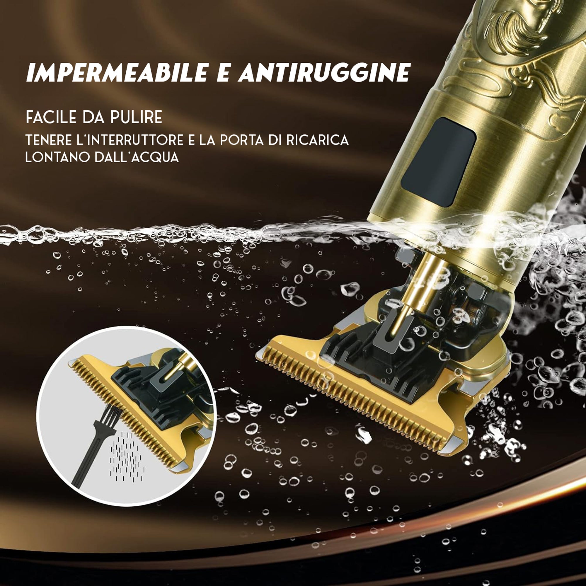 Rasoio elettrico digitale con display integrato resistente all'acqua