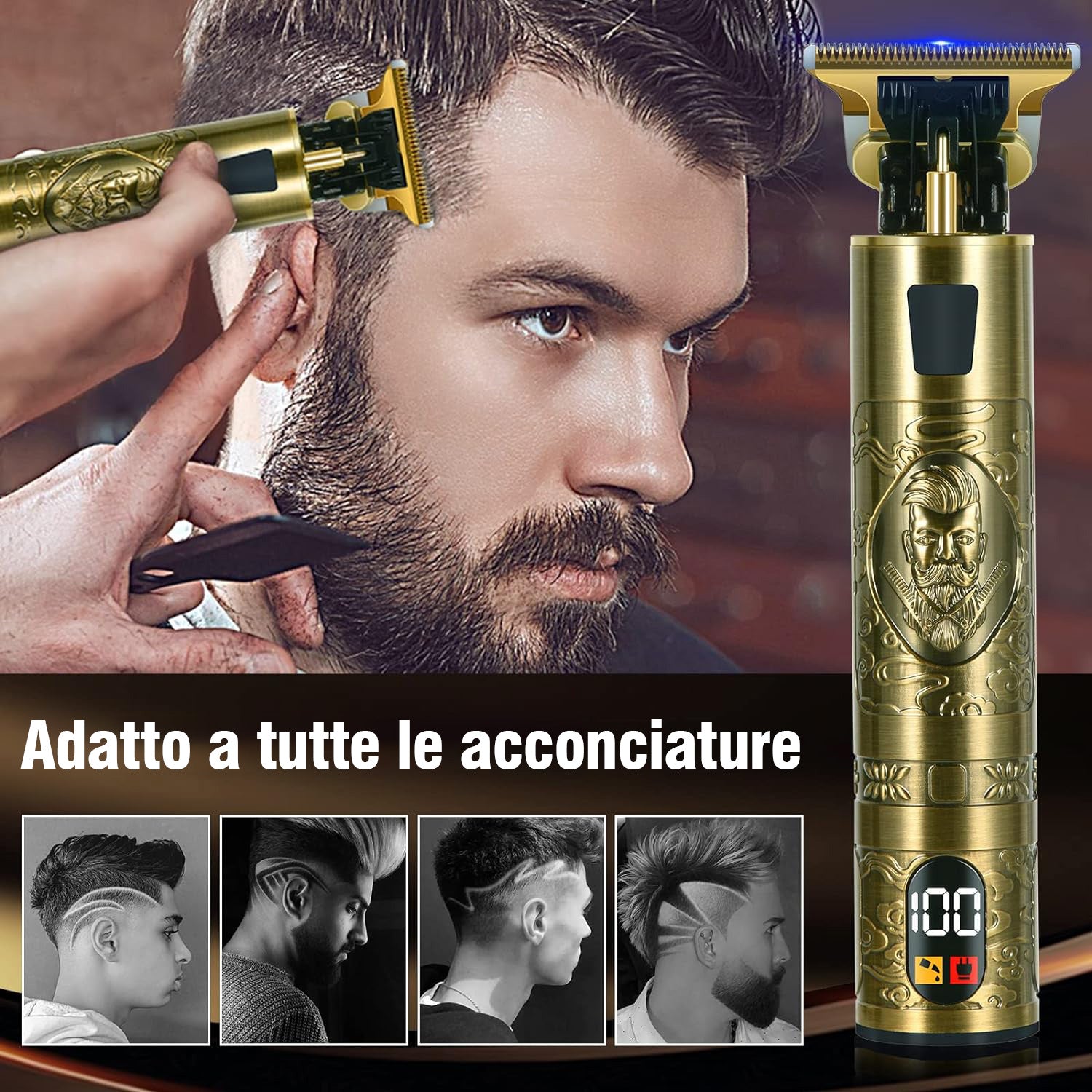Rasoio elettrico digitale con display integrato resistente all'acqua