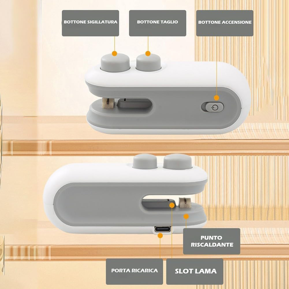 (2 BUCĂȚI) Mini aparate de etanșare termică portabile 2 în 1 (etanșare și tăiere) reîncărcabile USB, uz casnic, aparat de etanșare pentru toate tipurile de pungi