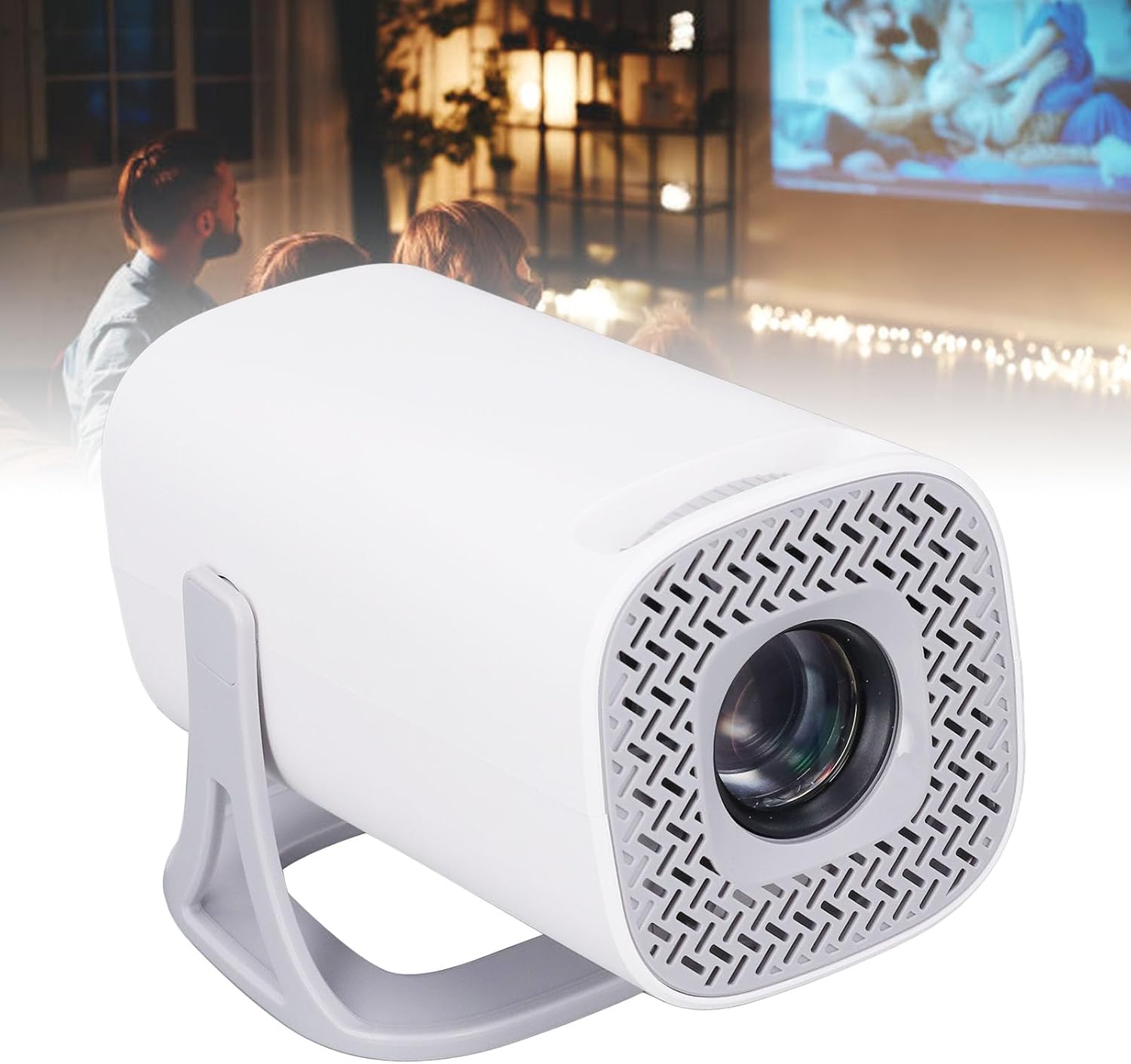 Mini proiector portabil, suport 1080P Full HD 60fps, corecție automată a distorsiunii trapezoidale, WiFi6 + Bluetooth 5.0, proiector exterior, sistem de operare Android 11.0 (șteche UE)