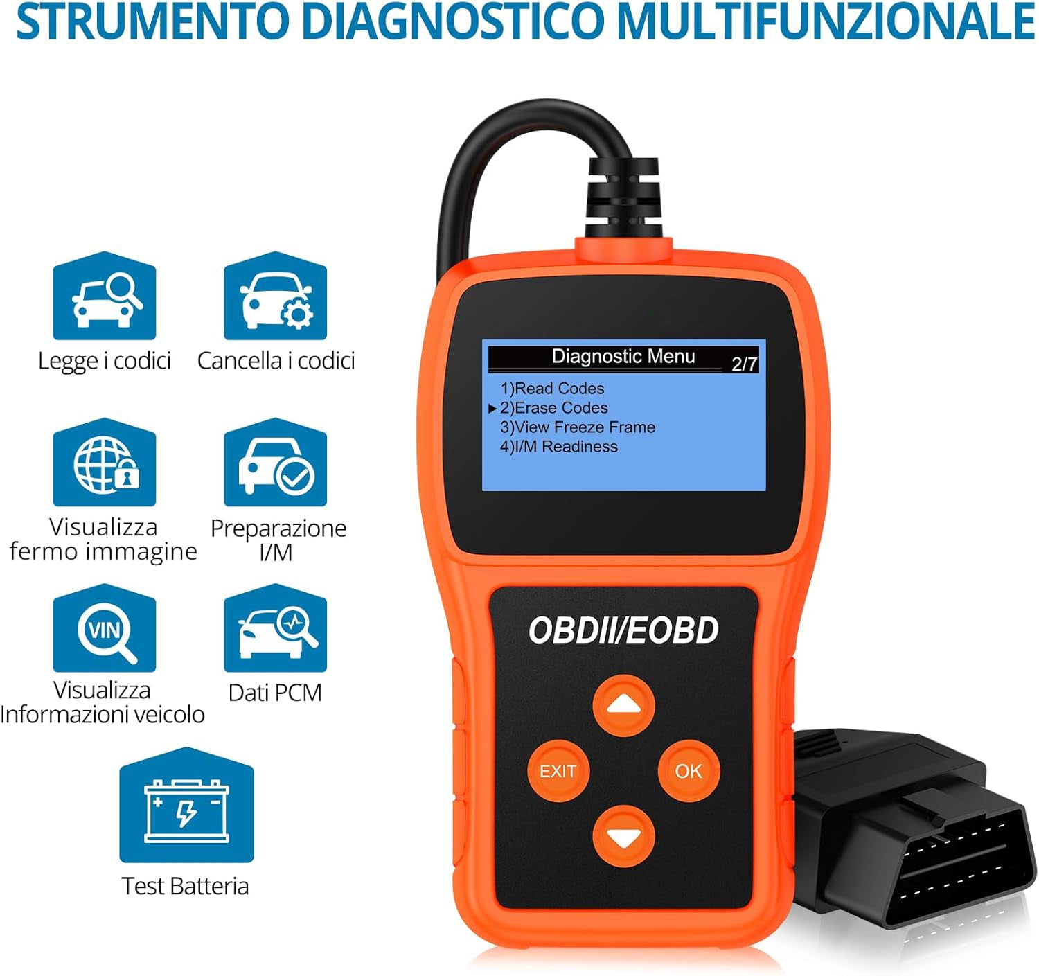 Tester de scaner, dispozitiv de diagnosticare auto OBD2 OBDII, scaner de coduri DTC, instrument de diagnosticare auto multilingvă