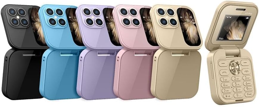 i17 PRO - Mini telefon mobil pliabil, cameră HD, mesagerie, internet, radio FM, dual SIM, lanternă, pliabil