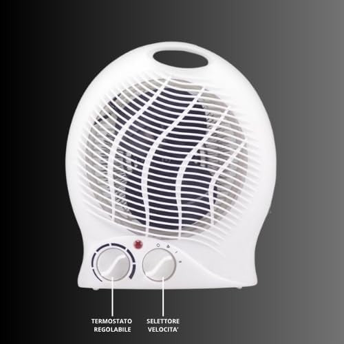 Termoventilatore Elettrico da Bagno 2000W – Stufetta Silenziosa 2 Potenze, Termostato, 3 Modalità e Autospegnimento | Basso Consumo