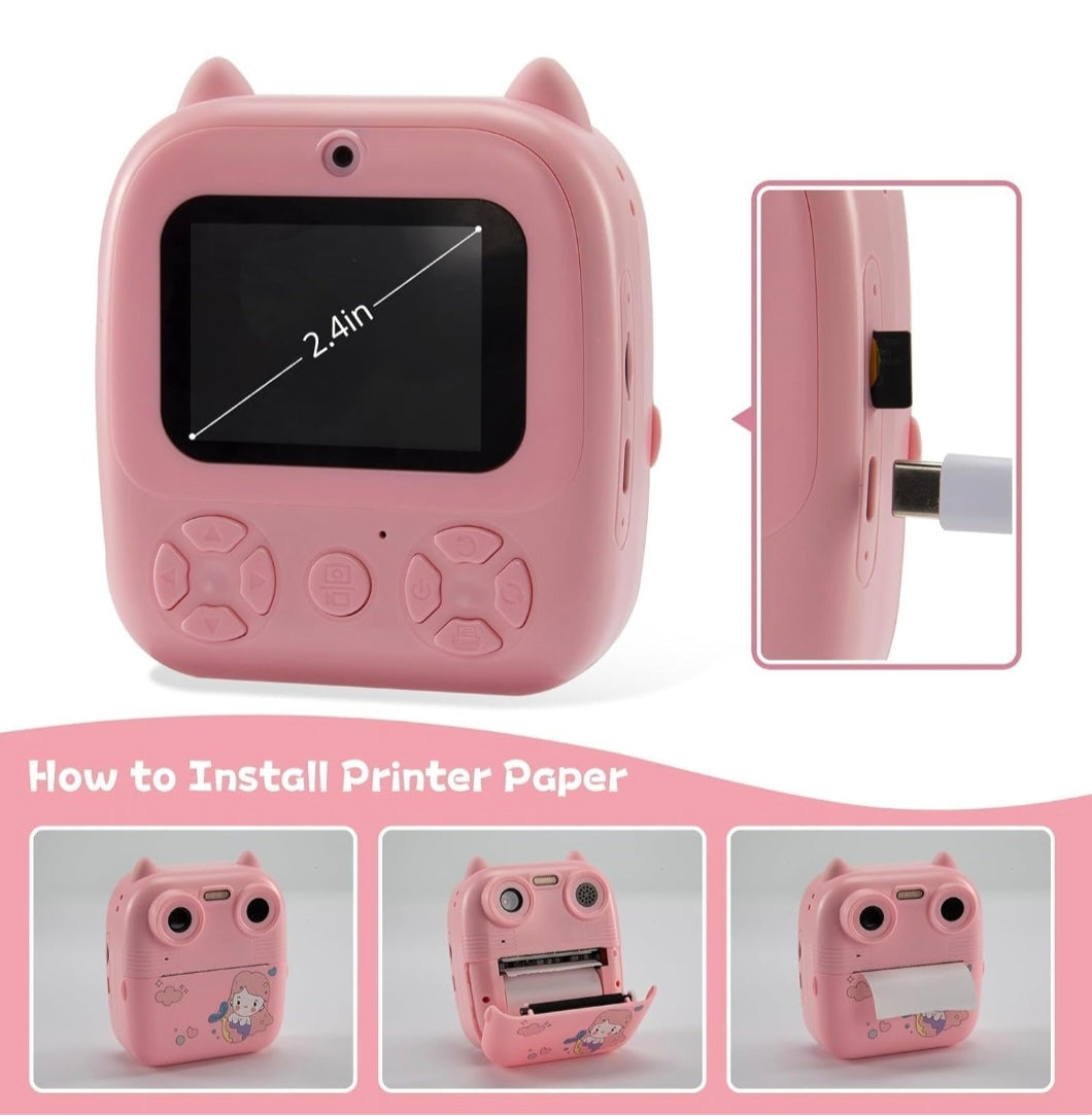 Cameră termică cu imprimare instantanee de 2,4 inci, 1080 pixeli, memorie de 32 GB, slot de expansiune, card Micro SD