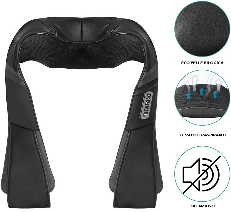 Aparat de masaj cervical pentru gât, umeri, spate, pentru casă, mașină și birou, cu încălzire cu infraroșu, masaj 3D cu 16 capete rotative