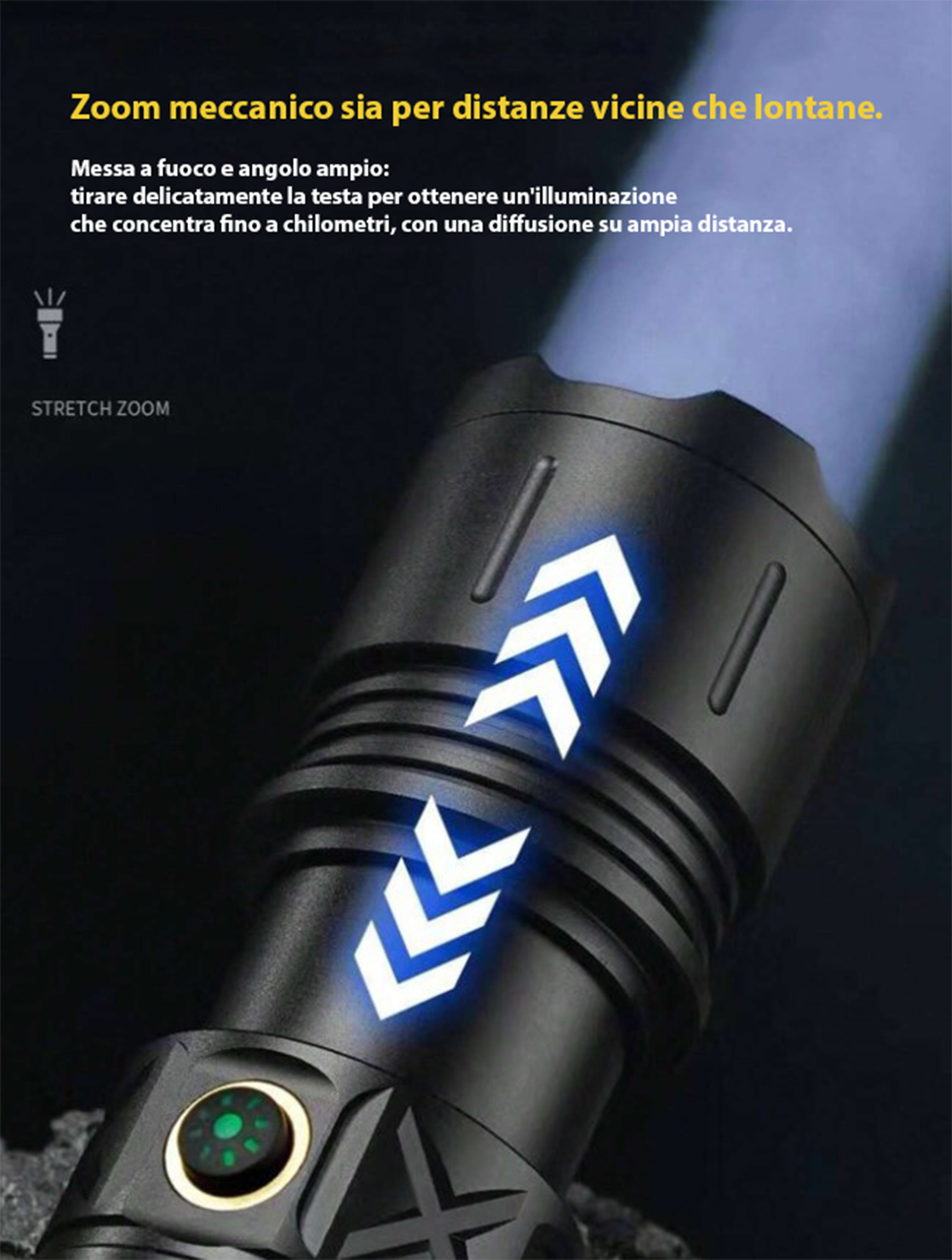 Lanternă LED reîncărcabilă super luminoasă, lanternă LED de mare putere, 100.000 lumeni, iluminare cu zoom și impermeabilă, funcție de baterie externă (baterie de 5000mA inclusă)