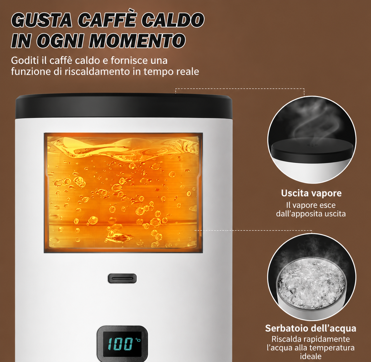 Macchina Caffè Portatile 3 in 1 Wireless, Pressione 15 Bar Espresso, Compatibile Capsule Grandi/Piccole e Macinato, Batteria 2600mAh USB-C, Ricarica Auto e Viaggio, 120ml