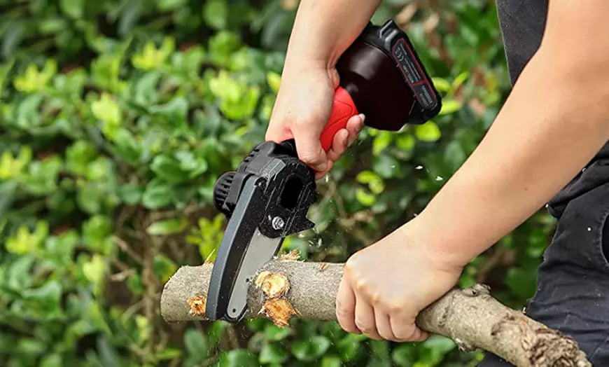 Mini drujbă electrică fără fir, 2 baterii, drujbă pentru tăiere, tăiere lemn,