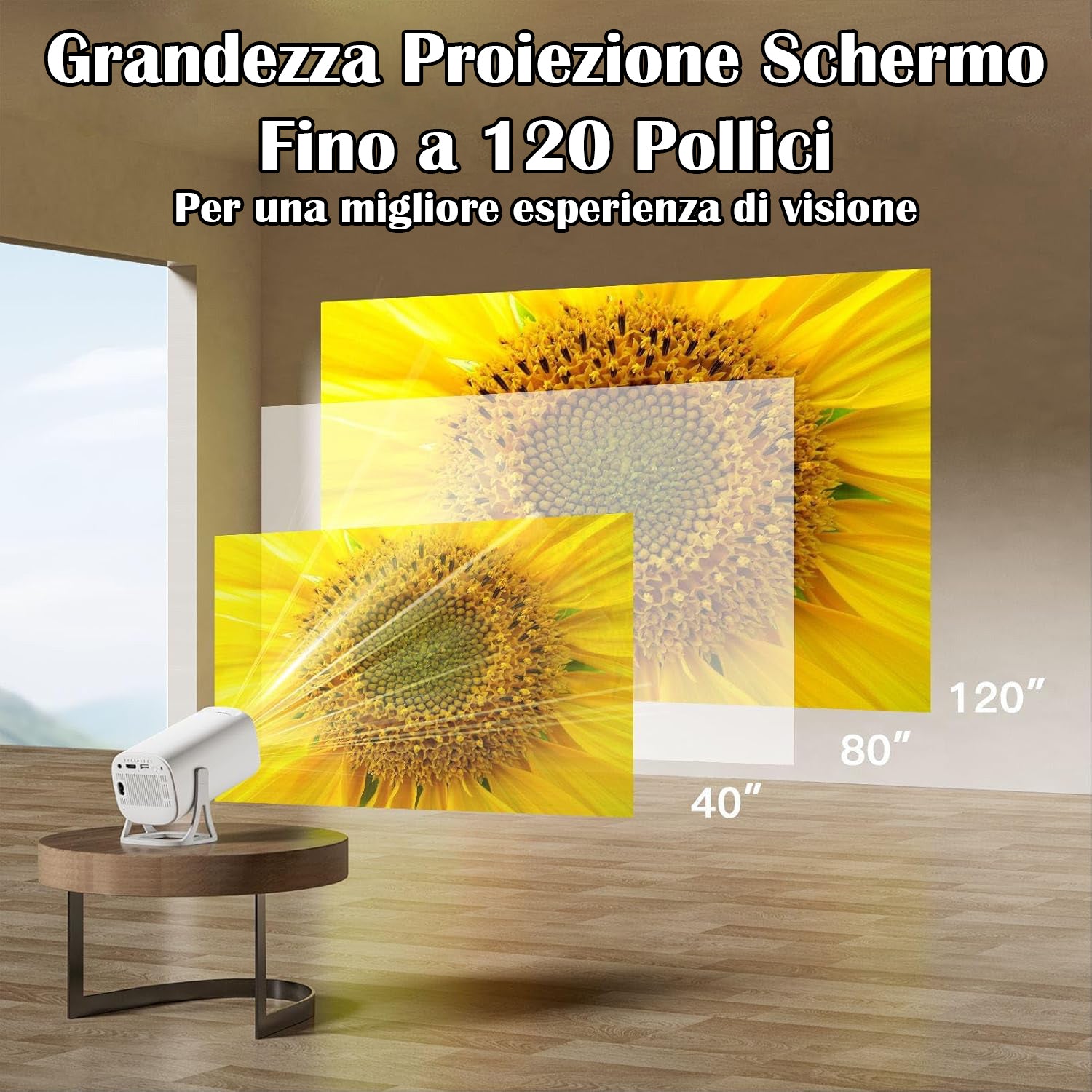 Mini proiector portabil, suport 1080P Full HD 60fps, corecție automată a distorsiunii trapezoidale, WiFi6 + Bluetooth 5.0, proiector exterior, sistem de operare Android 11.0 (șteche UE)