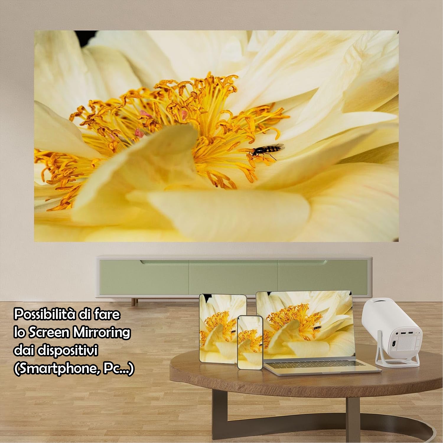 Mini proiector portabil, suport 1080P Full HD 60fps, corecție automată a distorsiunii trapezoidale, WiFi6 + Bluetooth 5.0, proiector exterior, sistem de operare Android 11.0 (șteche UE)