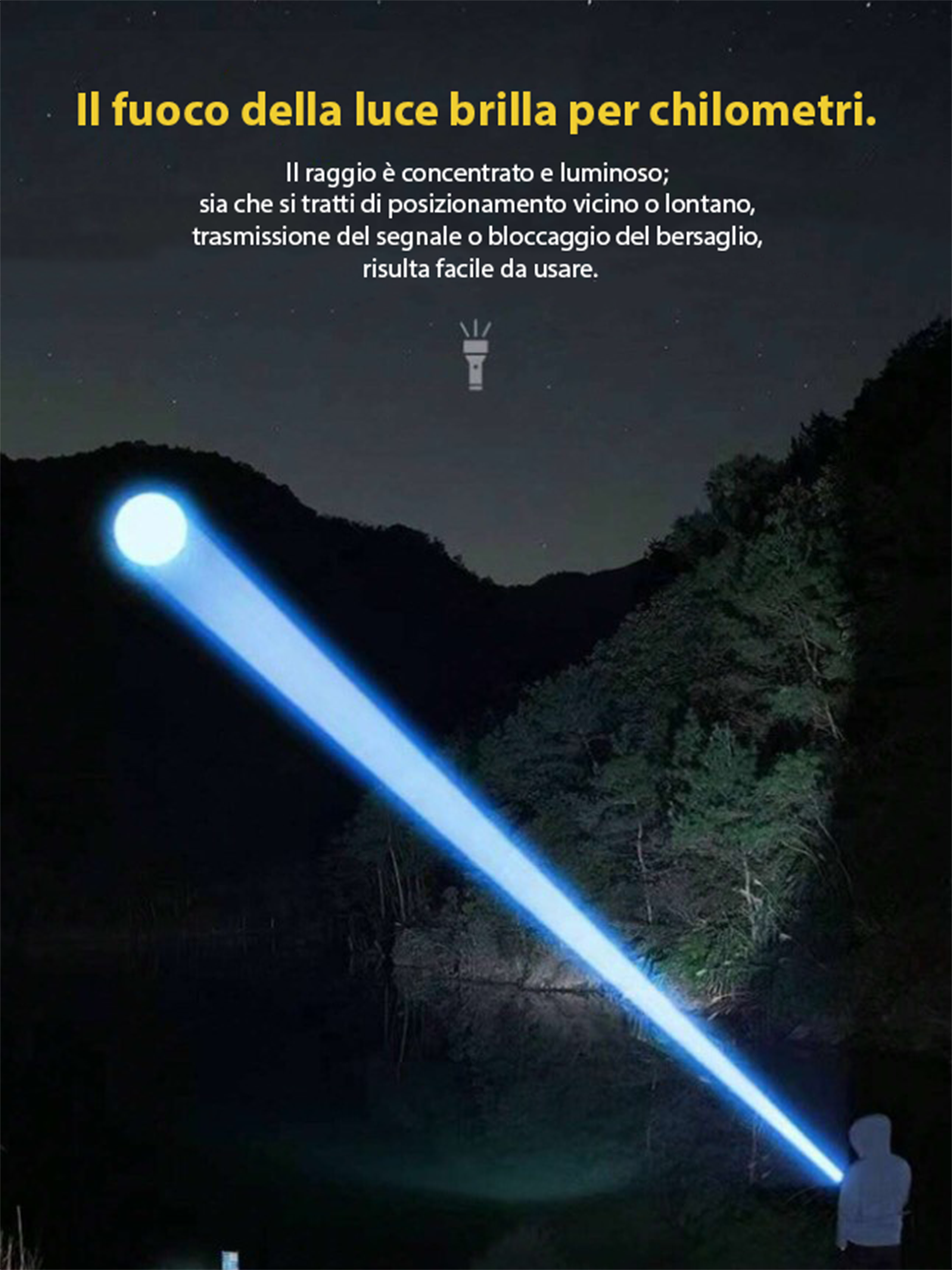 Lanternă LED reîncărcabilă super luminoasă, lanternă LED de mare putere, 100.000 lumeni, iluminare cu zoom și impermeabilă, funcție de baterie externă (baterie de 5000mA inclusă)