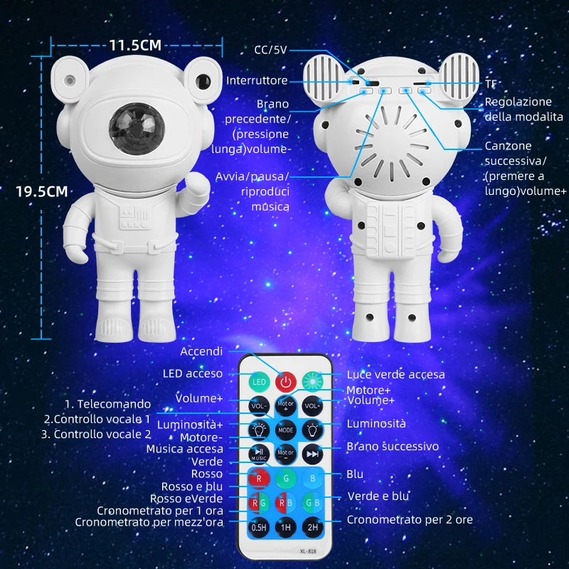 Proiector de lumină pentru dormitorul astronauților, proiector de galaxie robot TikTok
