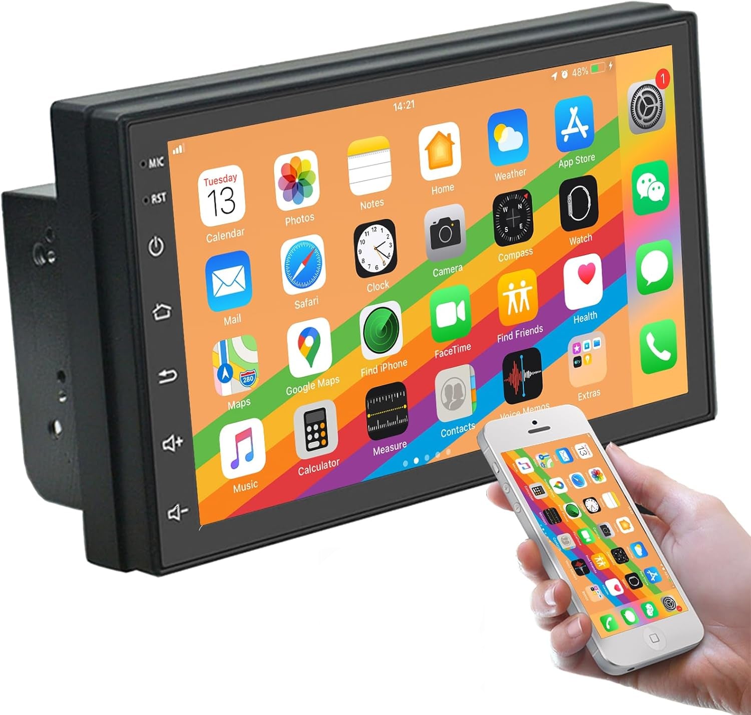 Autoradio 2 Din Con Bluetooth GPS/WiFi/FM 7" Touch Screen CarPlay - Android Auto