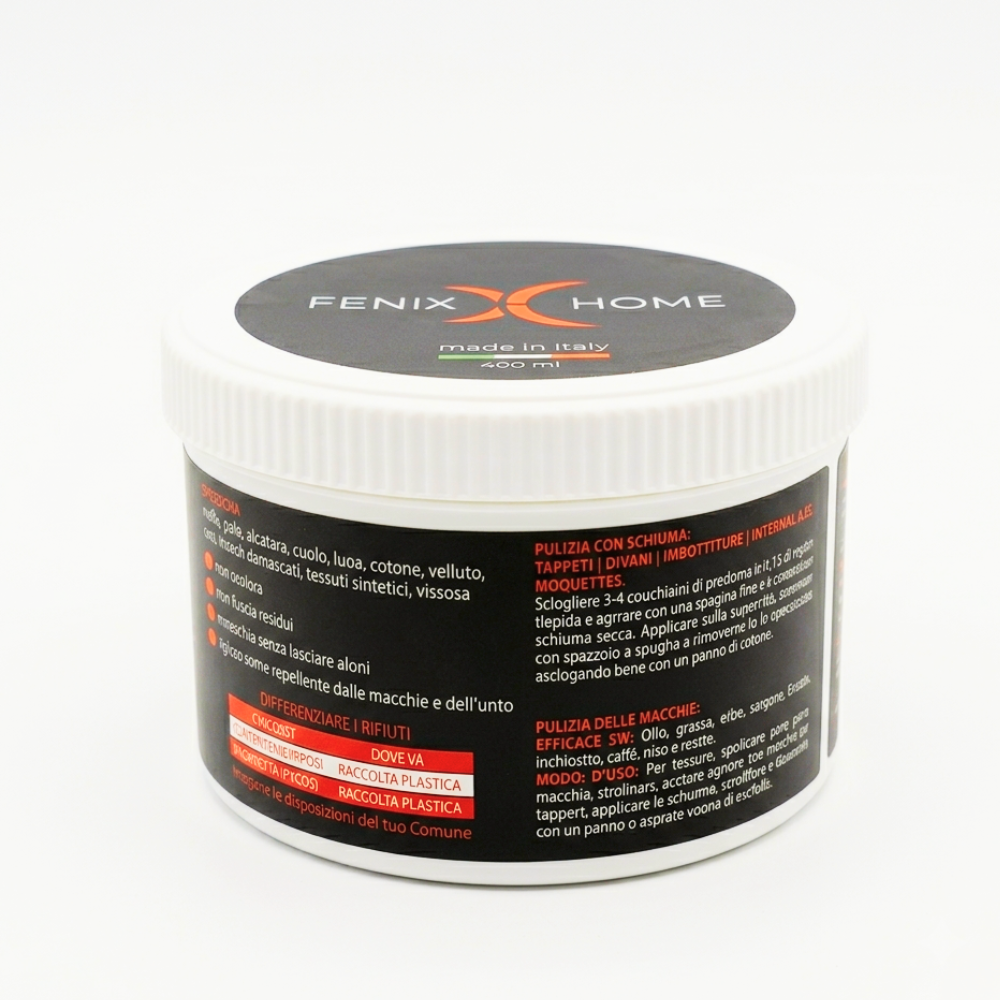 Smacchiatore Professionale per Tessuti Fenix Home Smaky – Formula Naturale con Enzimi – Vino, Caffè, Grasso, Sangue – Vestiti, Divani, Sedili Auto, Tappeti, Pelle ed Ecopelle – Senza Aloni