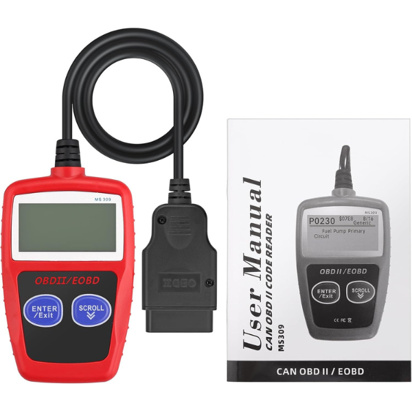 Tester OBD2 Scanner, OBDII 2 Bottoni Dispositivo Diagnostica Auto, Lettura dei codici Scanner con definizione DTC, Multilingue Strumento Diagnostica Autoveicoli