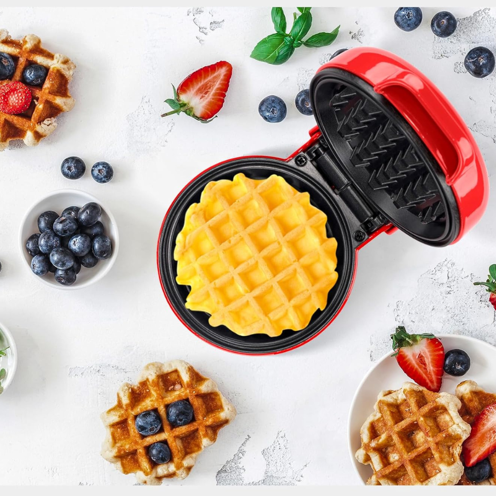 🧇 Mini Piastra per Waffle – Colazione Perfetta in Pochi Minuti! 🍓