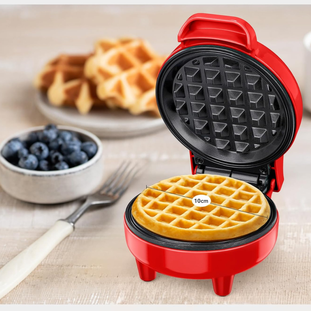 🧇 Mini Piastra per Waffle – Colazione Perfetta in Pochi Minuti! 🍓