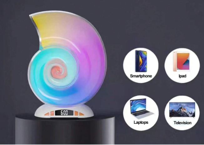 Difuzor Bluetooth Shell, Lampă, Ceas