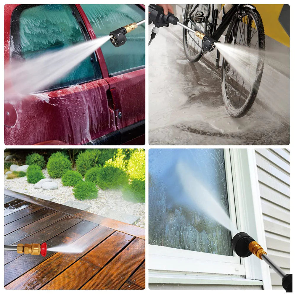 Pistol de spălat cu presiune portabil fără fir cu accesorii, 2 baterii reîncărcabile, aparat de spălat cu presiune pentru spălarea mașinilor, grădinilor, scărilor, piscinelor, mobilierului de exterior