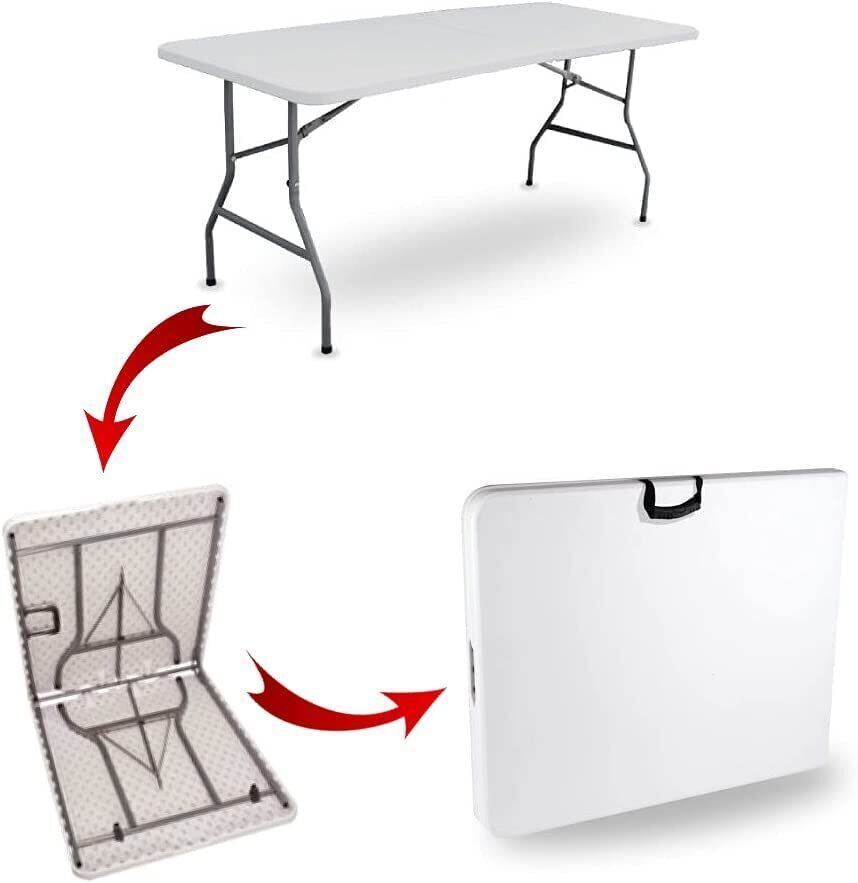 Masă de grădină pliabilă, 180 cm, din rășină dură și oțel, într-o valiză, din HDPE, masă de picnic, plajă, festival, camping