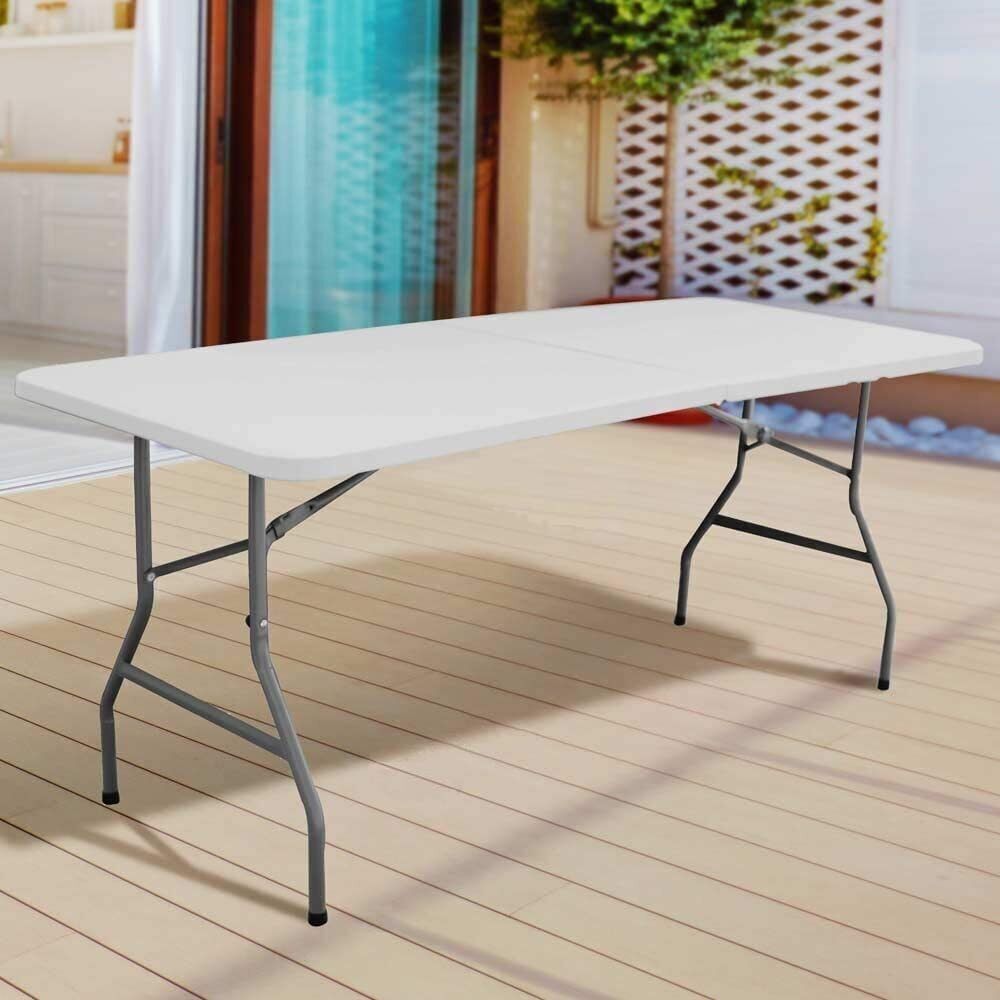 Masă de grădină pliabilă, 180 cm, din rășină dură și oțel, într-o valiză, din HDPE, masă de picnic, plajă, festival, camping