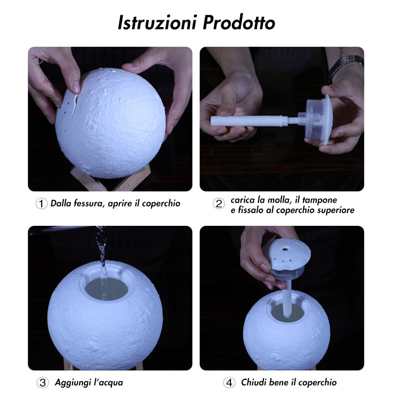 Odorizant de cameră Luna LED ✦ Lampă de noptieră ✦ Atmosferă magică