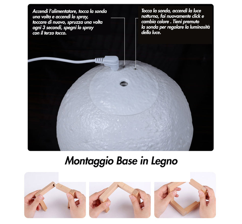 Odorizant de cameră Luna LED ✦ Lampă de noptieră ✦ Atmosferă magică