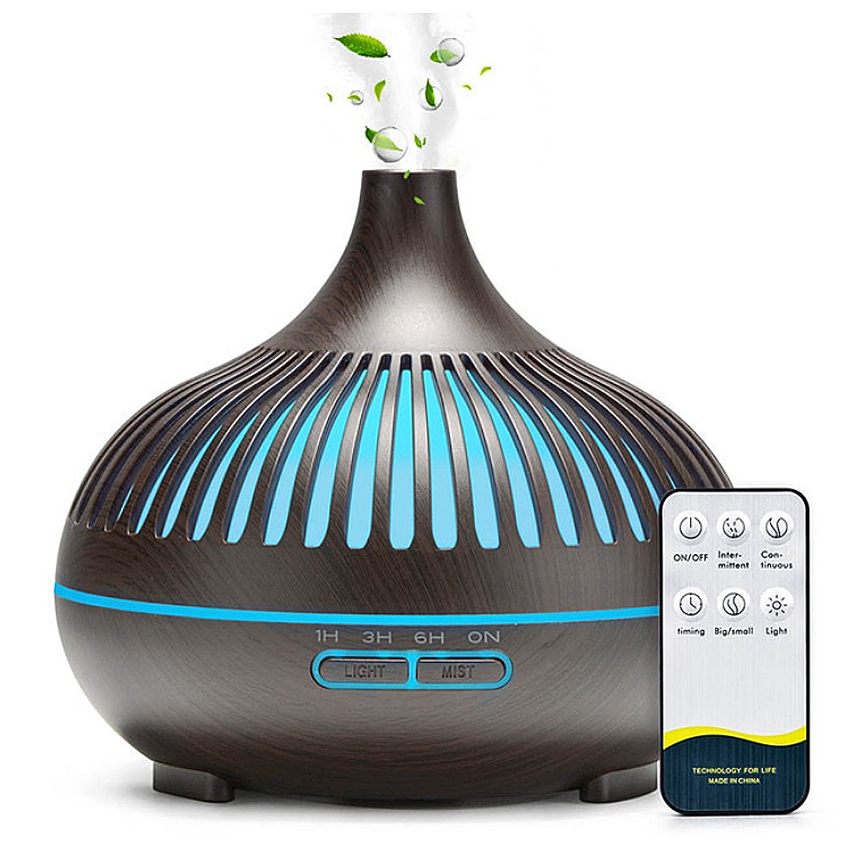 Essential Oil Diffuser - Humidifier with Set of 6 Pure Essential Oils with Mist Control