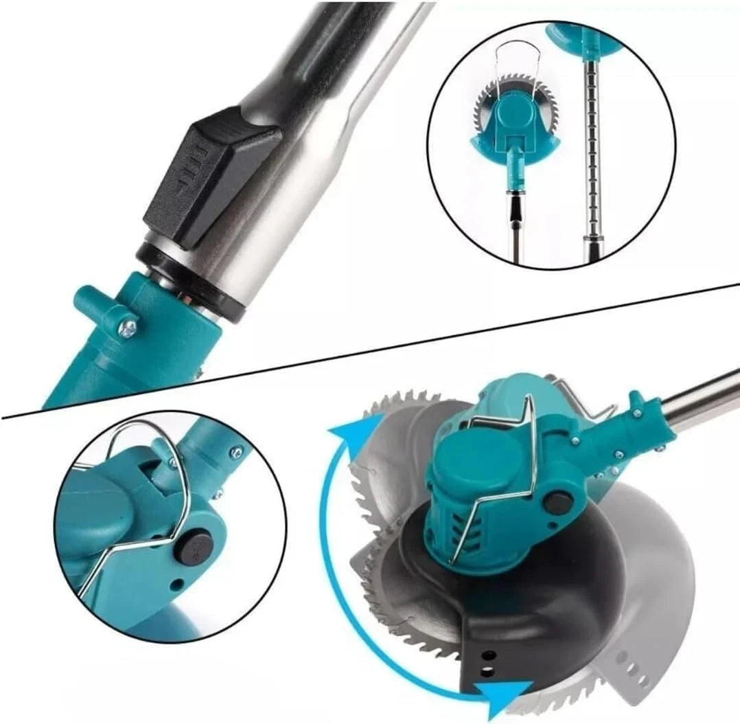 Decespugliatore Elettrico a Batteria, Tagliabordi tagliaerba a Batteria con 2 Batterie, 3 Tipi lame, Altezza e Angolazione regolabili, Per Il Taglio Di Giardini, Prati E Terreni