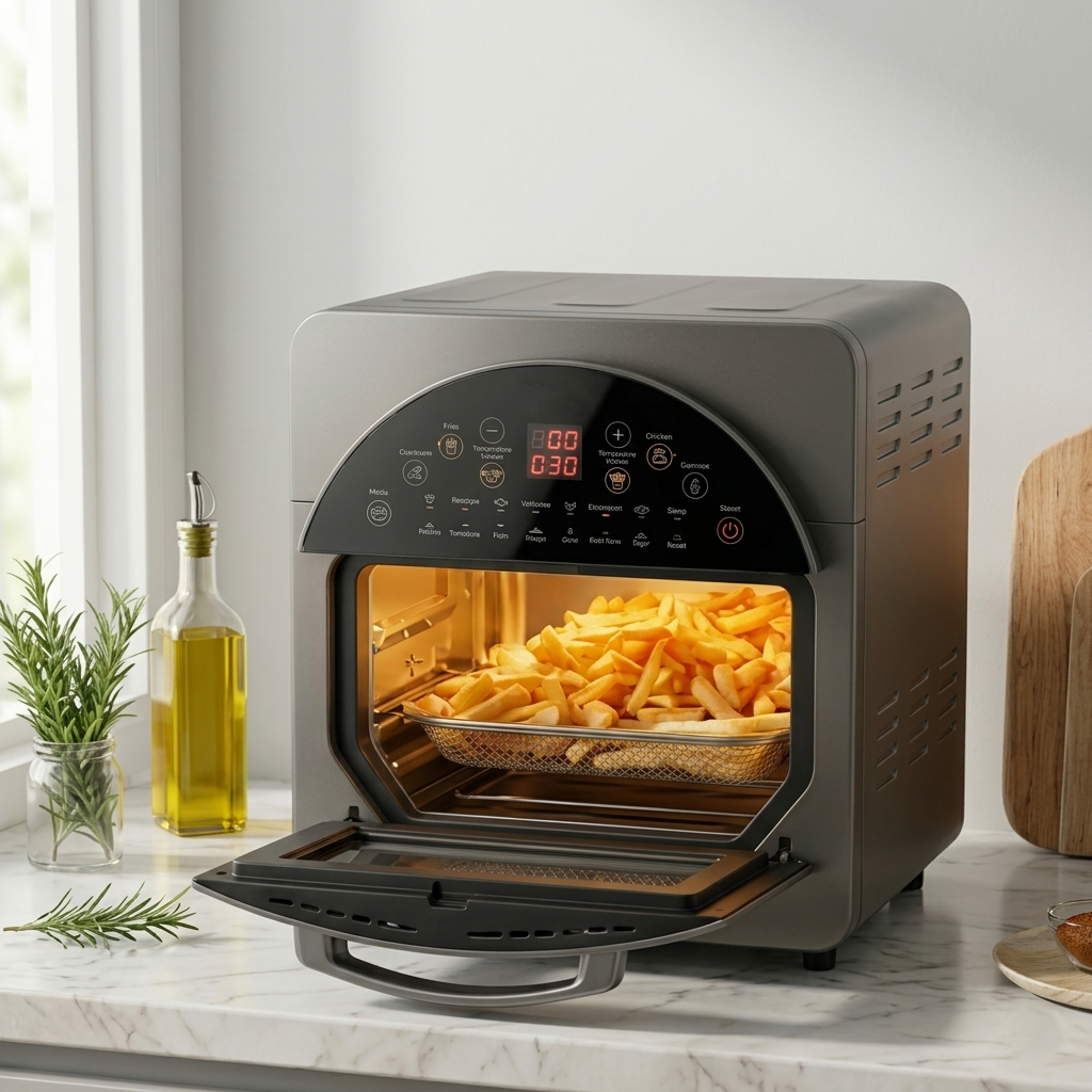 Forno Friggitrice ad Aria 14.5 Litri - 16 Programmi, Girarrosto 360°, Cottura Senza Olio, Acciaio Inox, Display Digitale LED