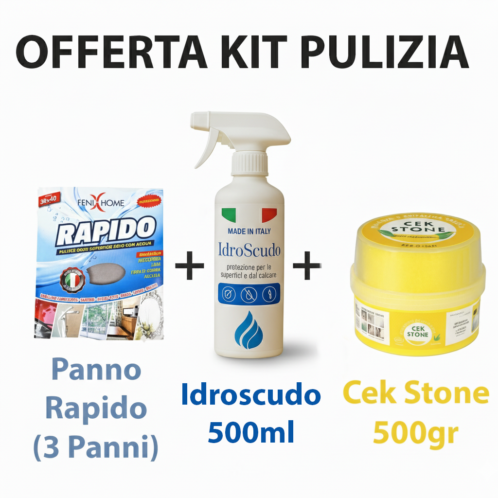 Kit Pulizia Panno Rapido + Cek Stone 500G + Idroscudo