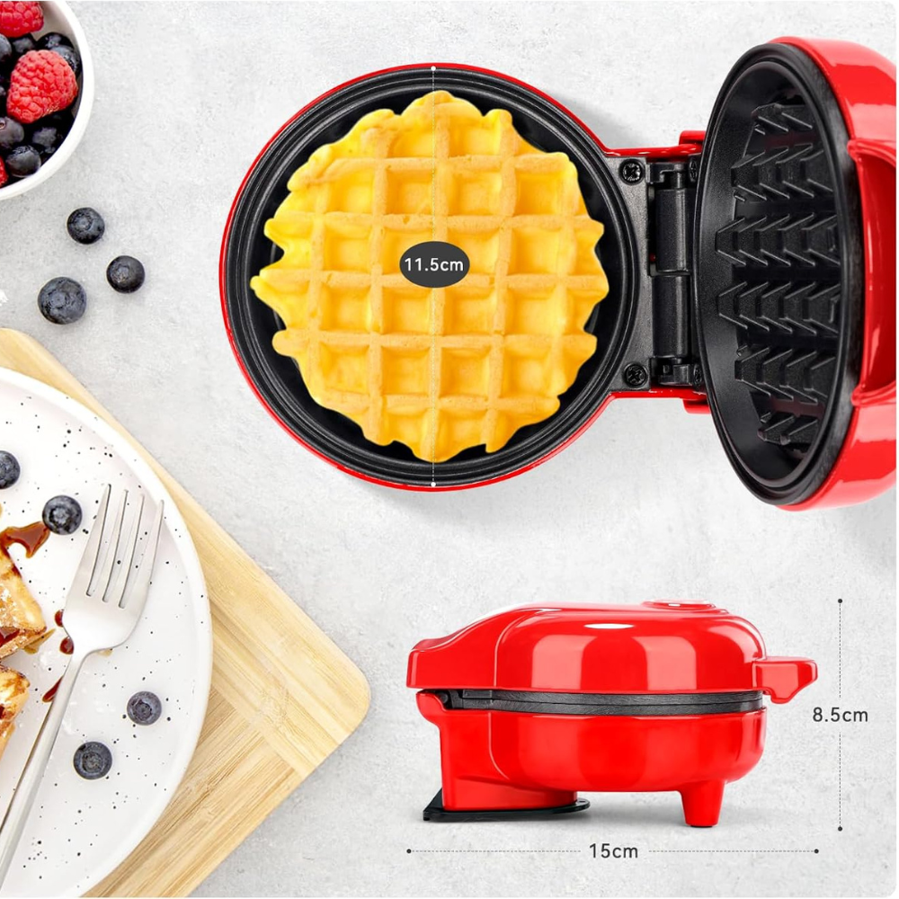 🧇 Mini Piastra per Waffle – Colazione Perfetta in Pochi Minuti! 🍓