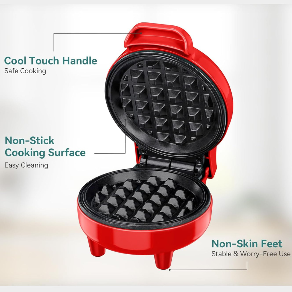 🧇 Mini Piastra per Waffle – Colazione Perfetta in Pochi Minuti! 🍓