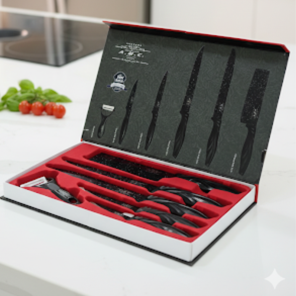 🔪 Set di Coltelli da Cucina 7 Pezzi con Rivestimento Antiaderente – Colori Vivaci e Massima Precisione