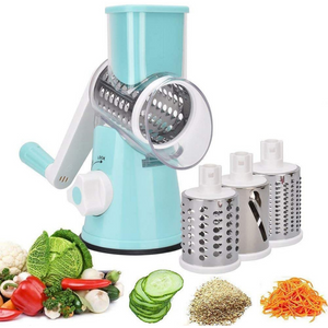 Manual grater with three interchangeable rollers